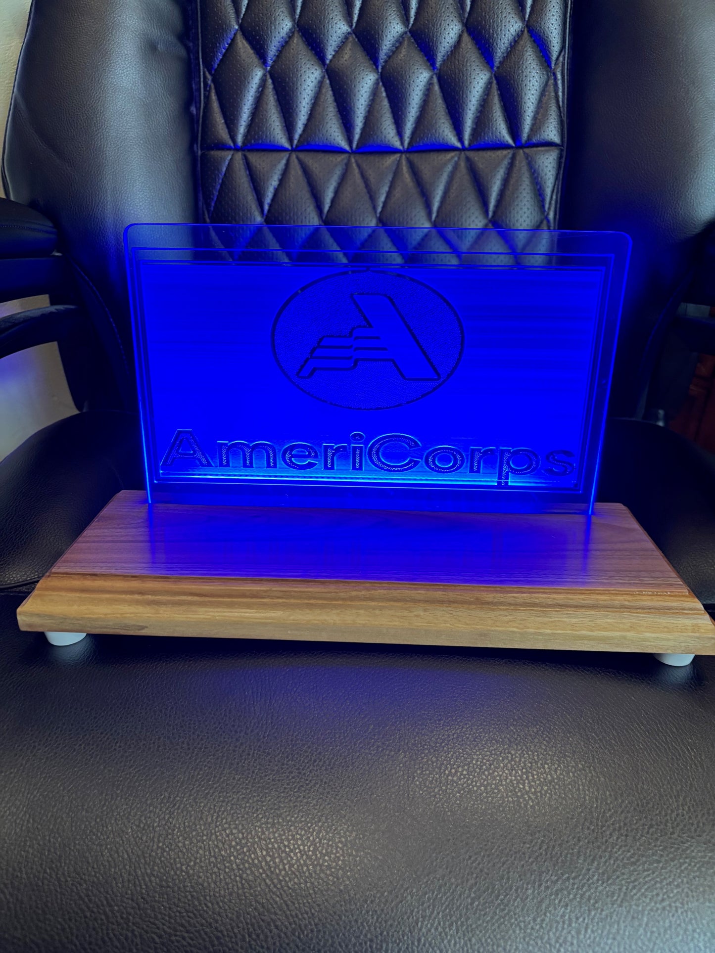 AmeriCorps Desktop LED Light Up Acrylic and Wood Logo