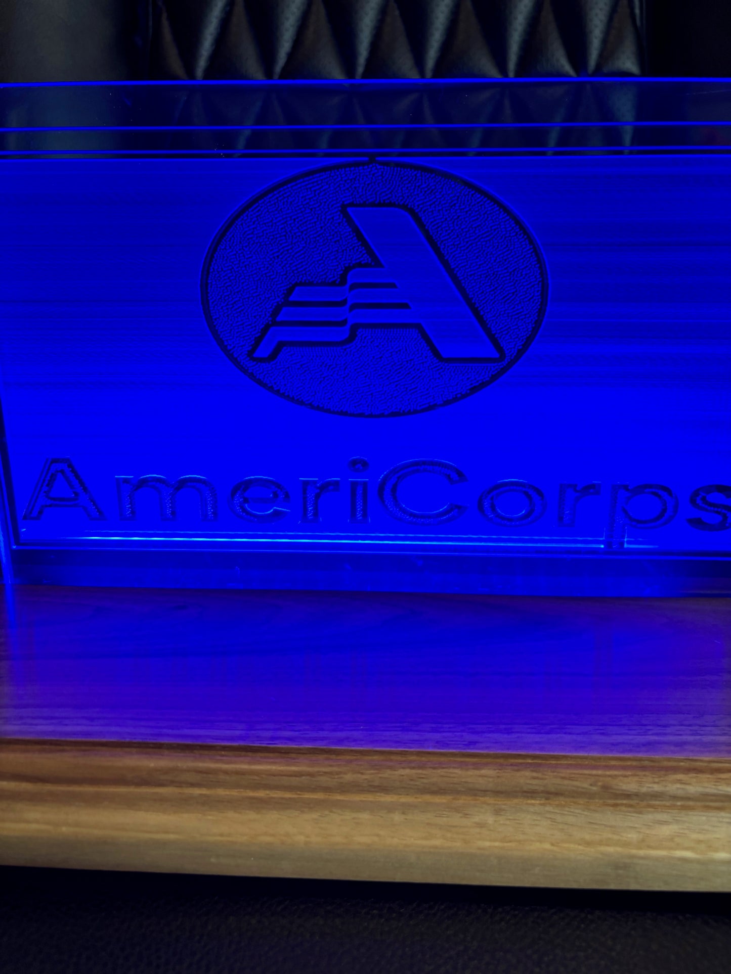 AmeriCorps Desktop LED Light Up Acrylic and Wood Logo